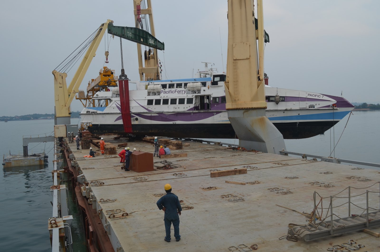 Harbor shipping containers